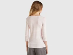 Striped 3/4 sleeve t-shirt in pure cotton