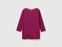 Striped 3/4 sleeve t-shirt in pure cotton