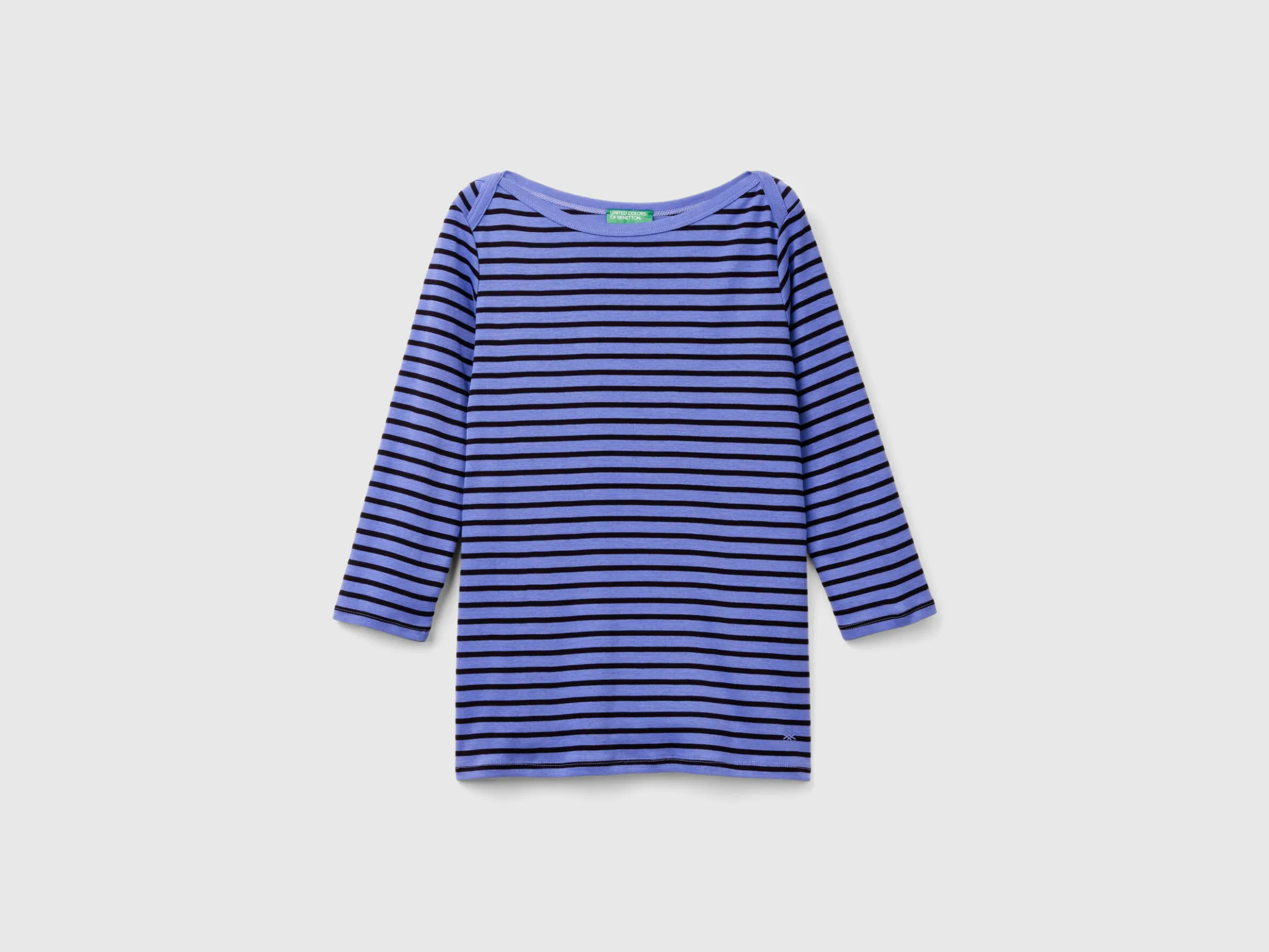 Striped 3/4 sleeve t-shirt in pure cotton