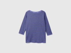 Striped 3/4 sleeve t-shirt in pure cotton
