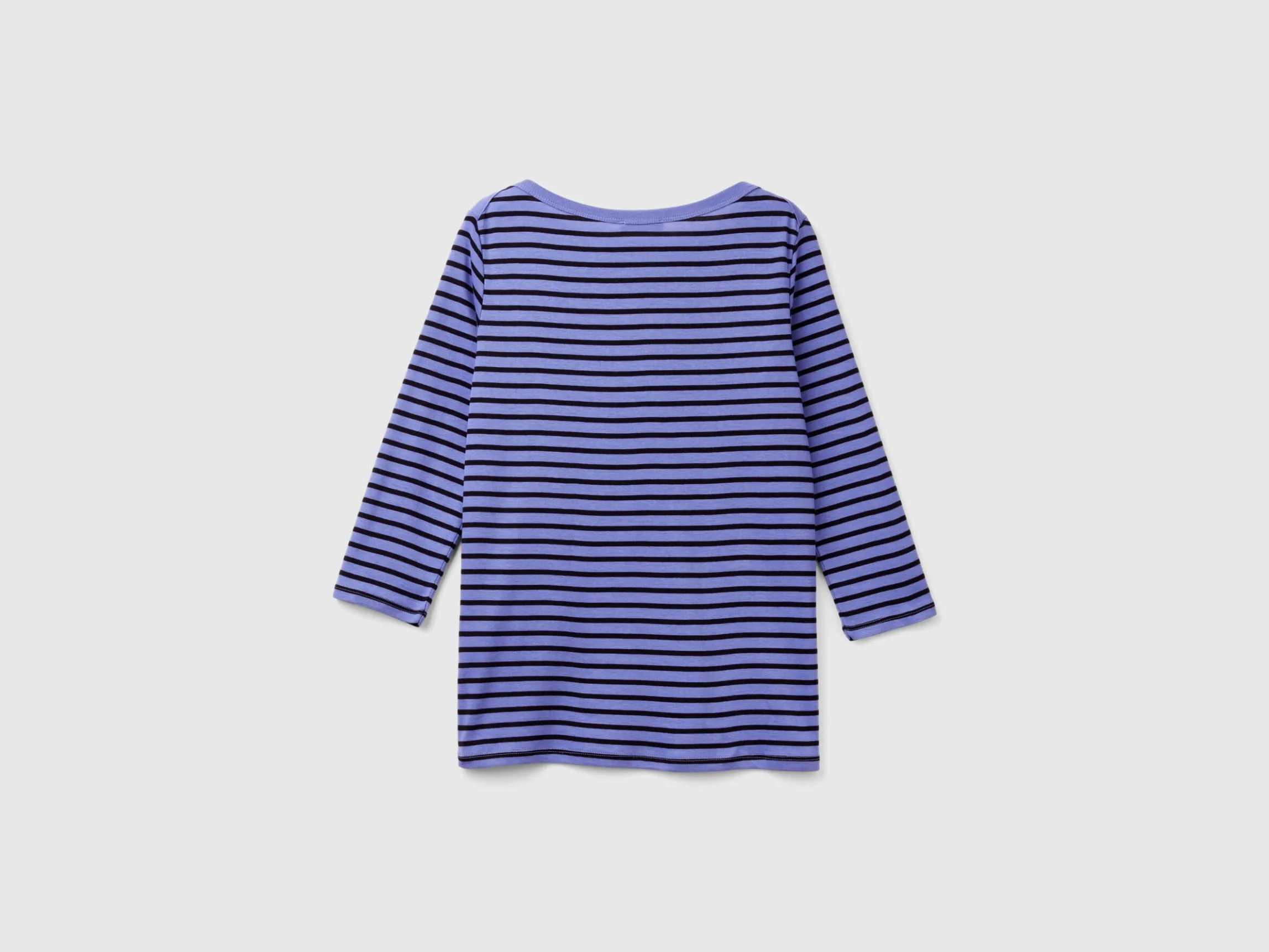 Striped 3/4 sleeve t-shirt in pure cotton
