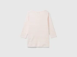 Striped 3/4 sleeve t-shirt in pure cotton