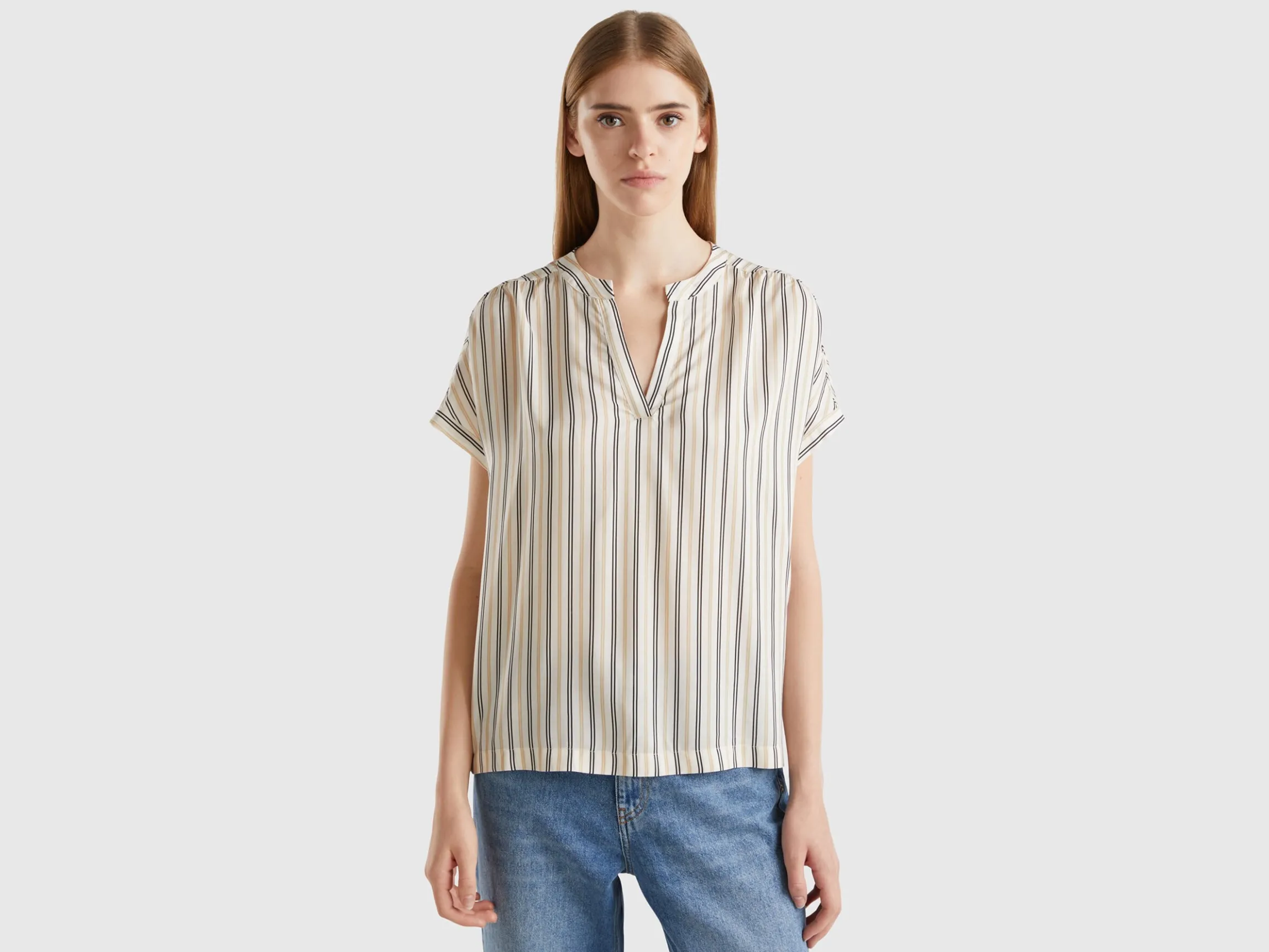 Striped blouse in pure viscose