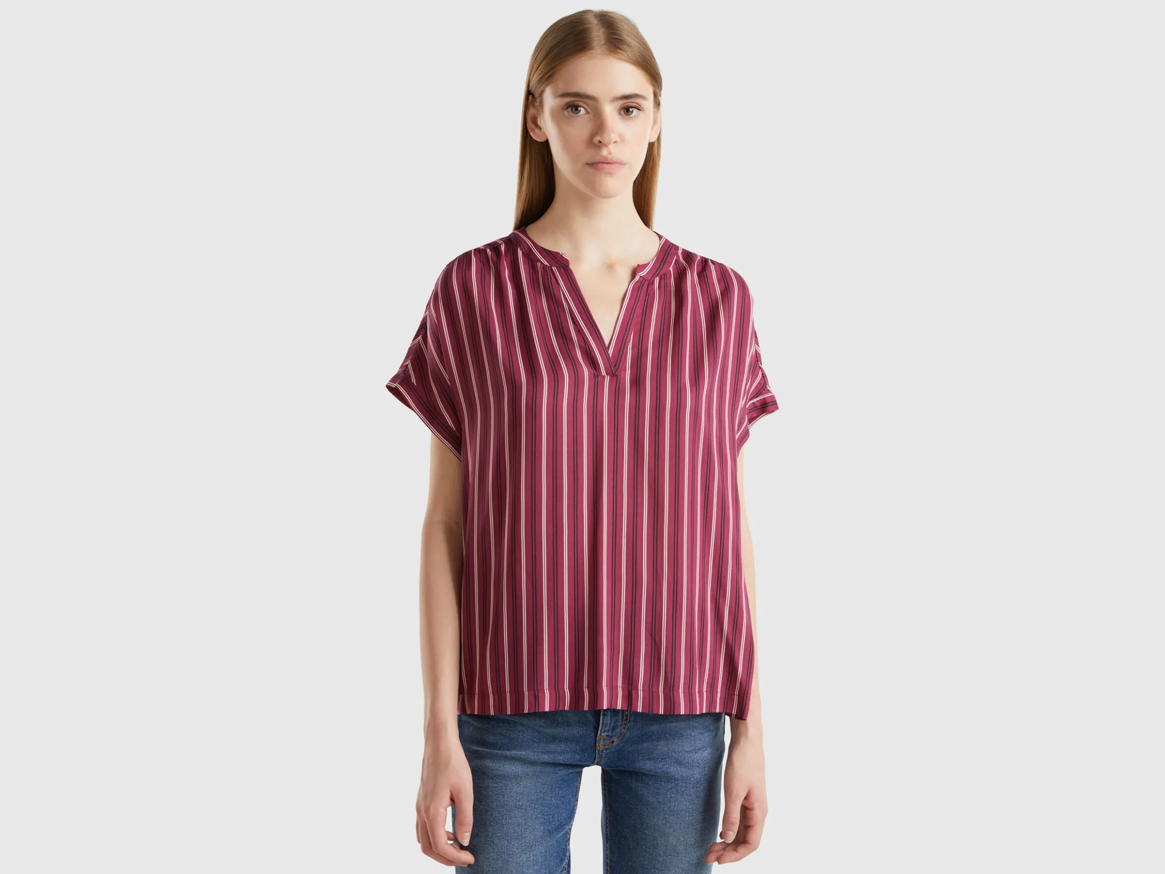 Striped blouse in pure viscose