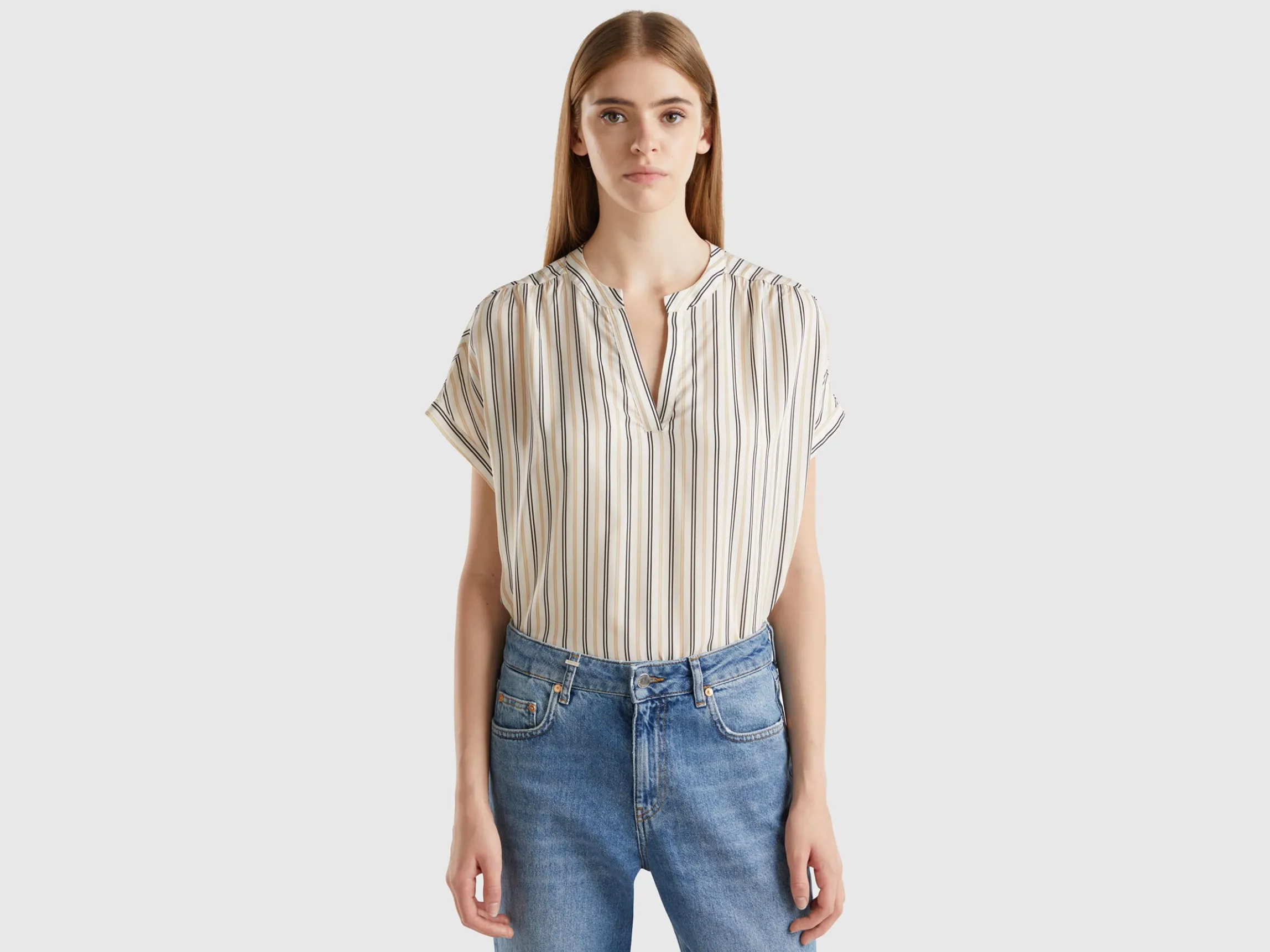 Striped blouse in pure viscose
