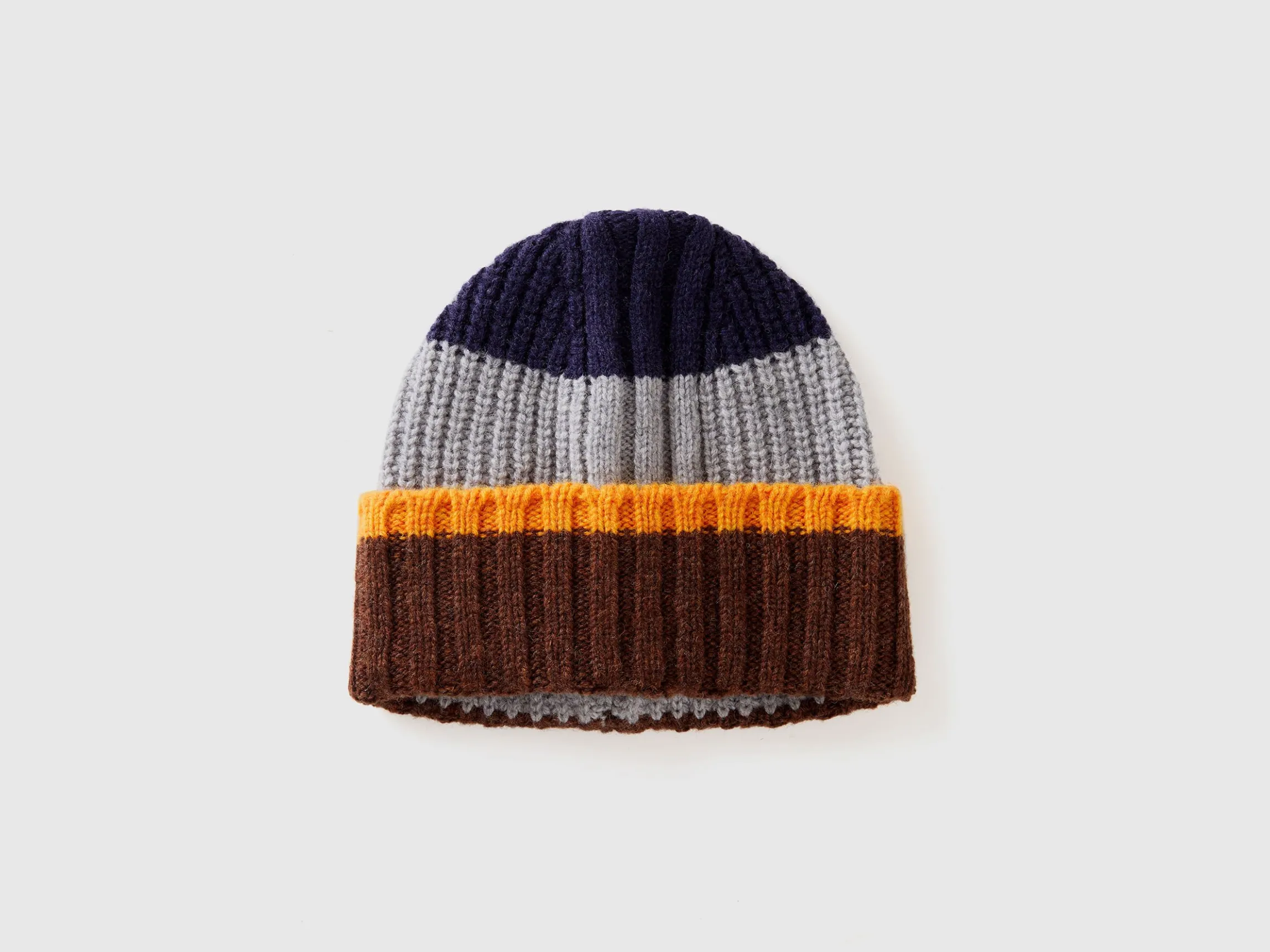 Striped cap in pure Shetland wool