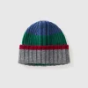 Striped cap in pure Shetland wool