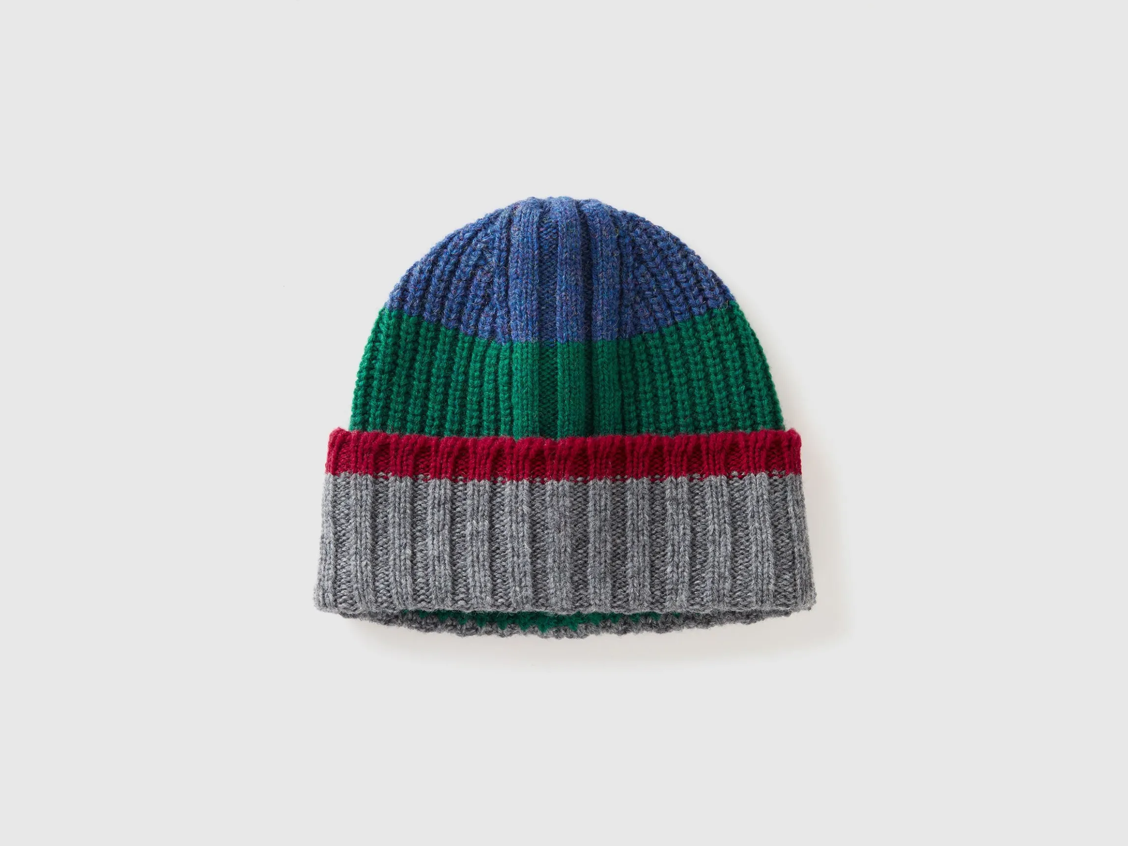 Striped cap in pure Shetland wool