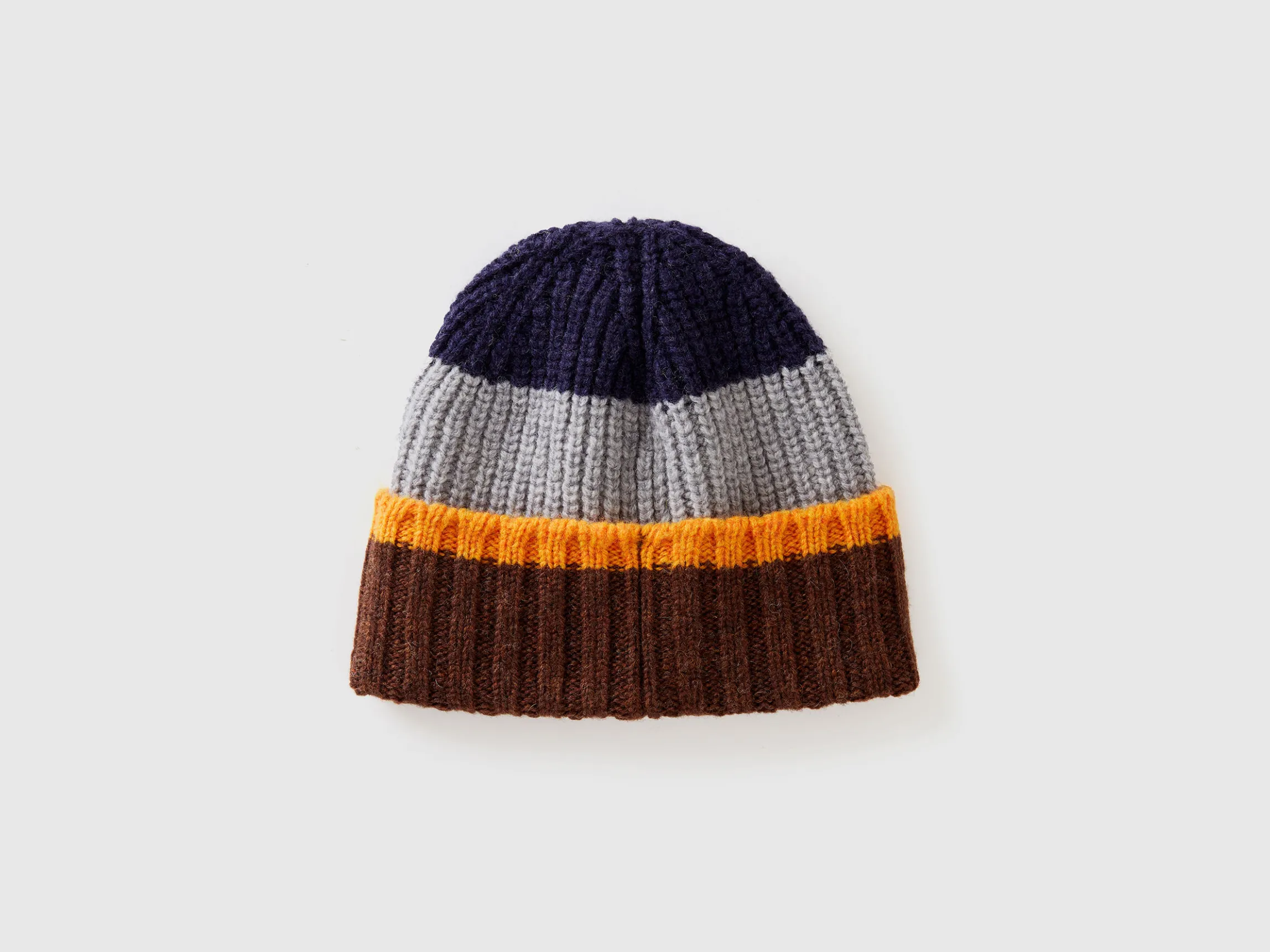 Striped cap in pure Shetland wool