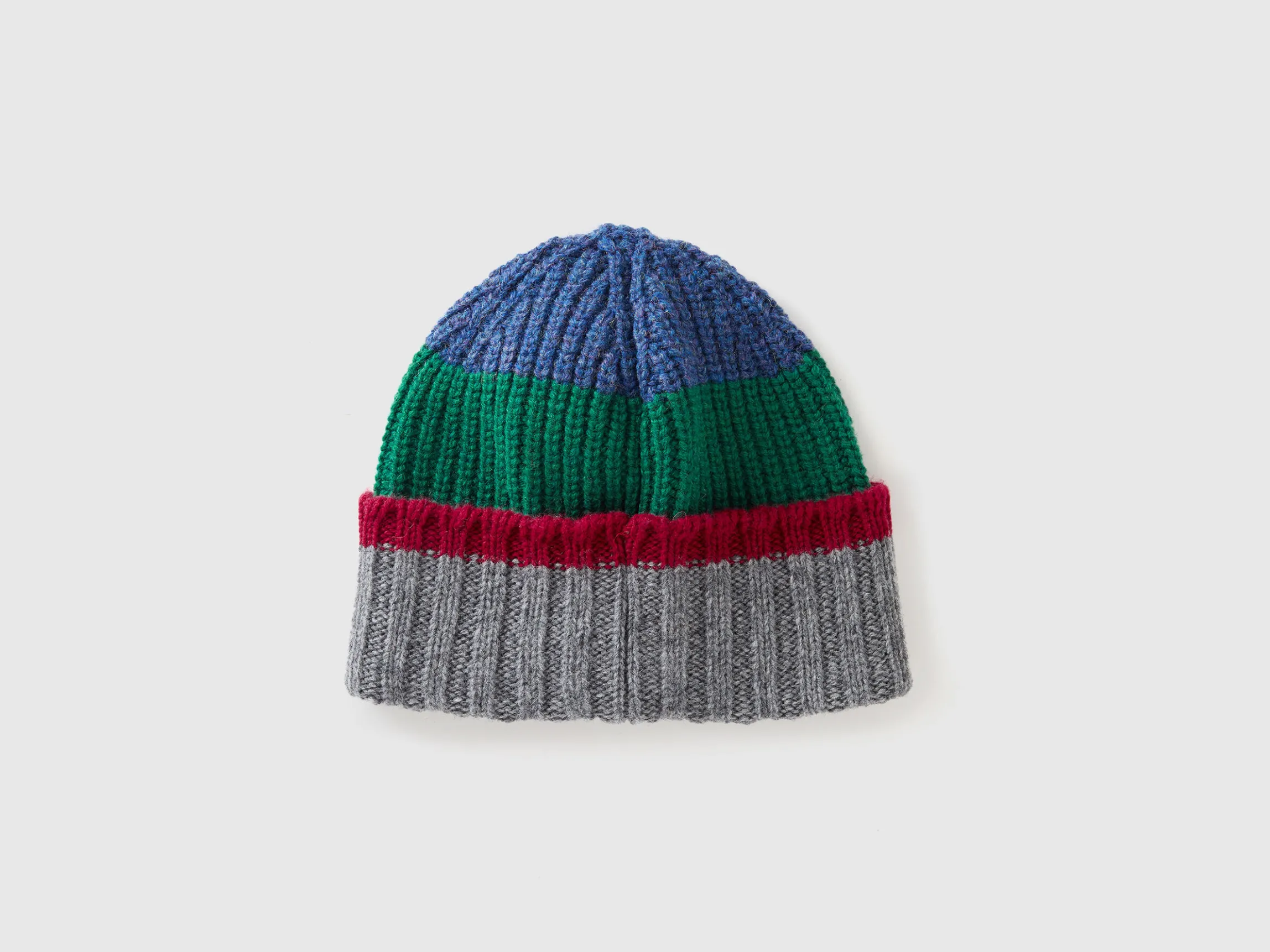 Striped cap in pure Shetland wool