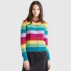 Striped cardigan in pure Shetland wool