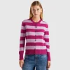 Striped cardigan in pure Shetland wool