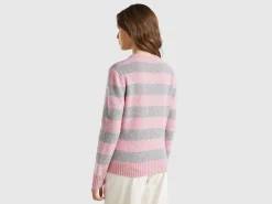 Striped cardigan in pure Shetland wool