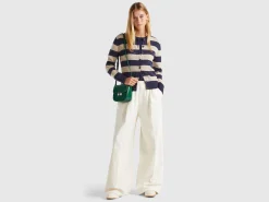 Striped cardigan in pure Shetland wool