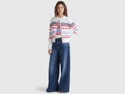 Striped cardigan in pure cotton