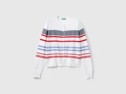 Striped cardigan in pure cotton