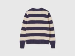 Striped cardigan in pure Shetland wool