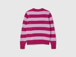 Striped cardigan in pure Shetland wool