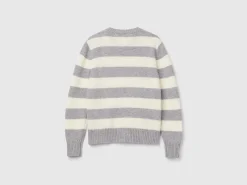 Striped cardigan in pure Shetland wool