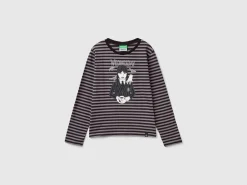 Striped gray and black Wednesday Addams t-shirt