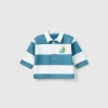 Striped polo with print