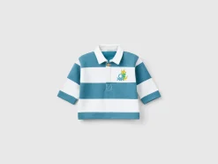 Striped polo with print