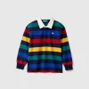 Striped rugby polo in pure cotton