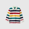Striped rugby polo in pure cotton