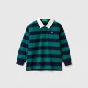 Striped rugby polo in pure cotton