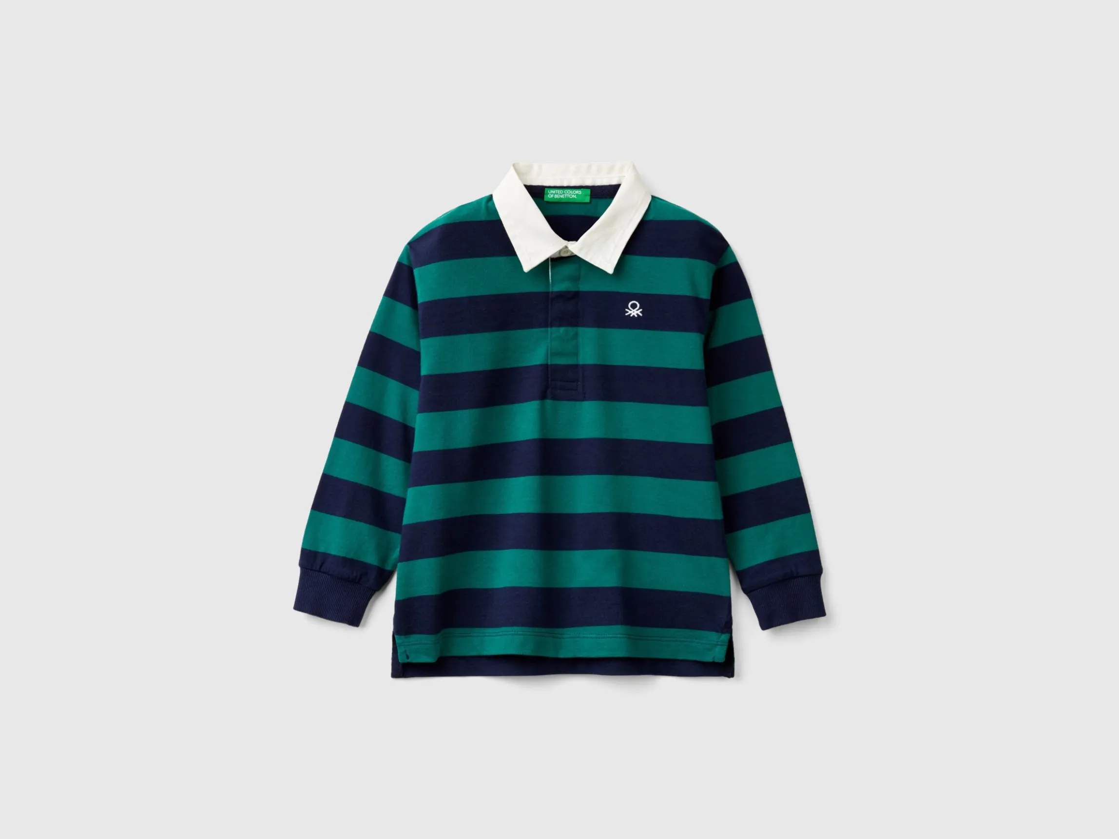 Striped rugby polo in pure cotton