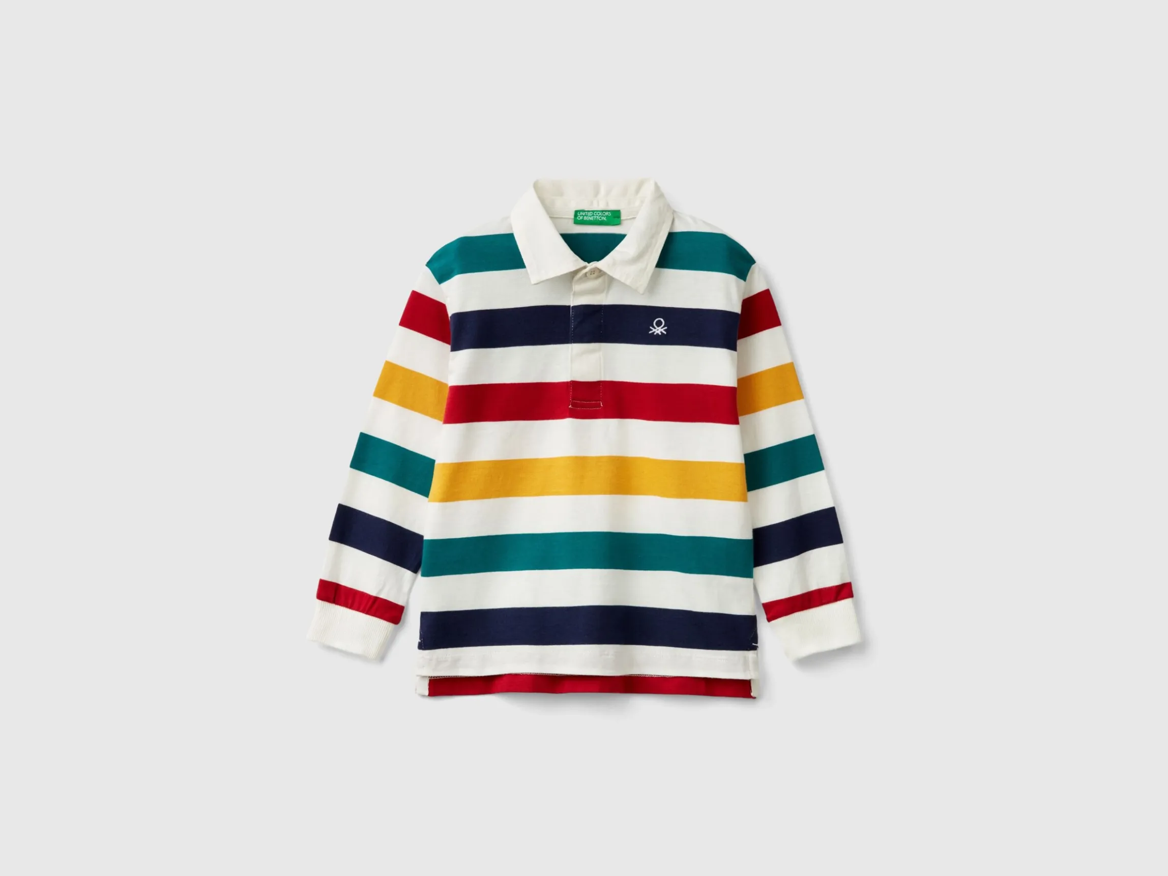 Striped rugby polo in pure cotton