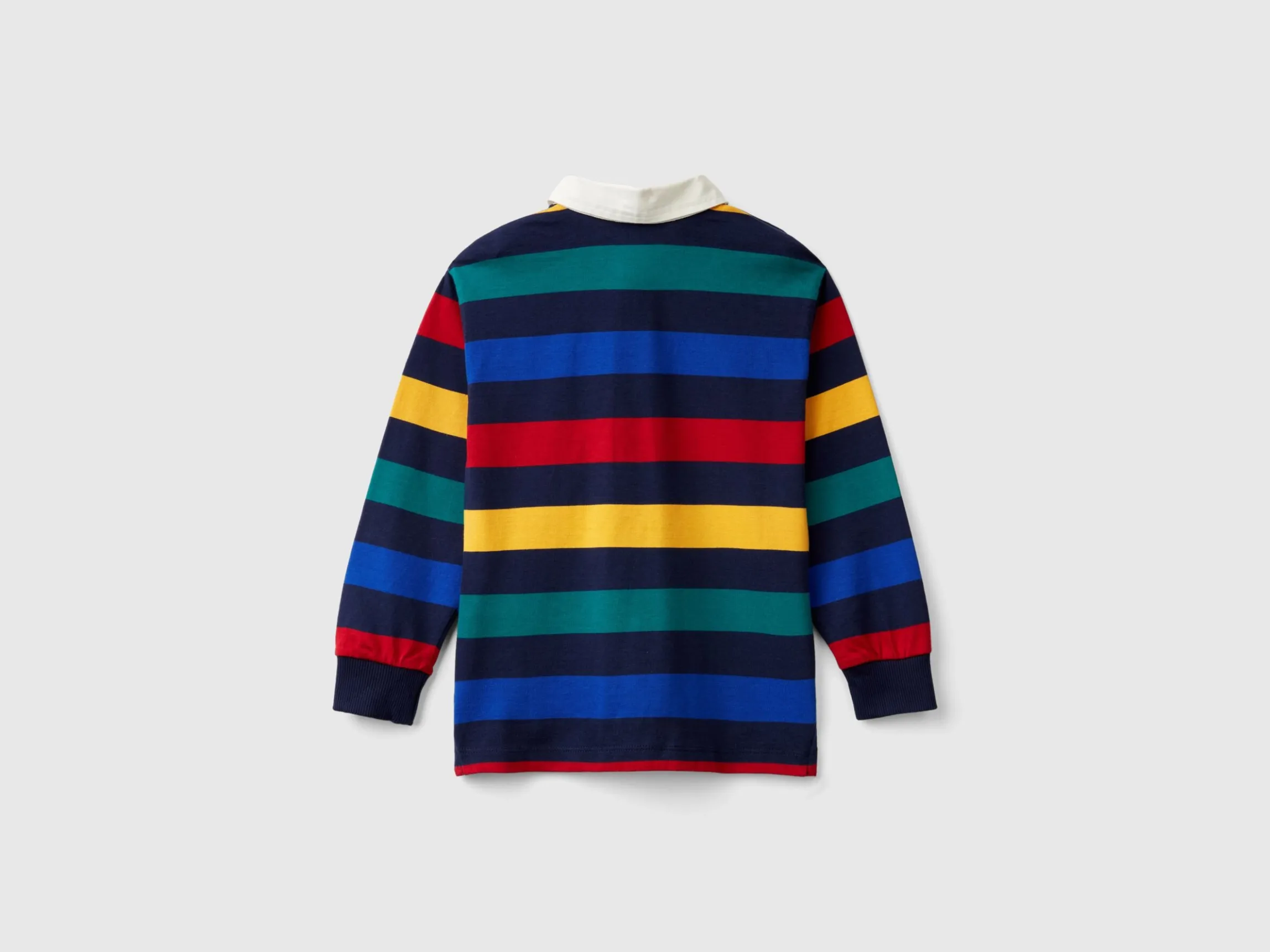 Striped rugby polo in pure cotton