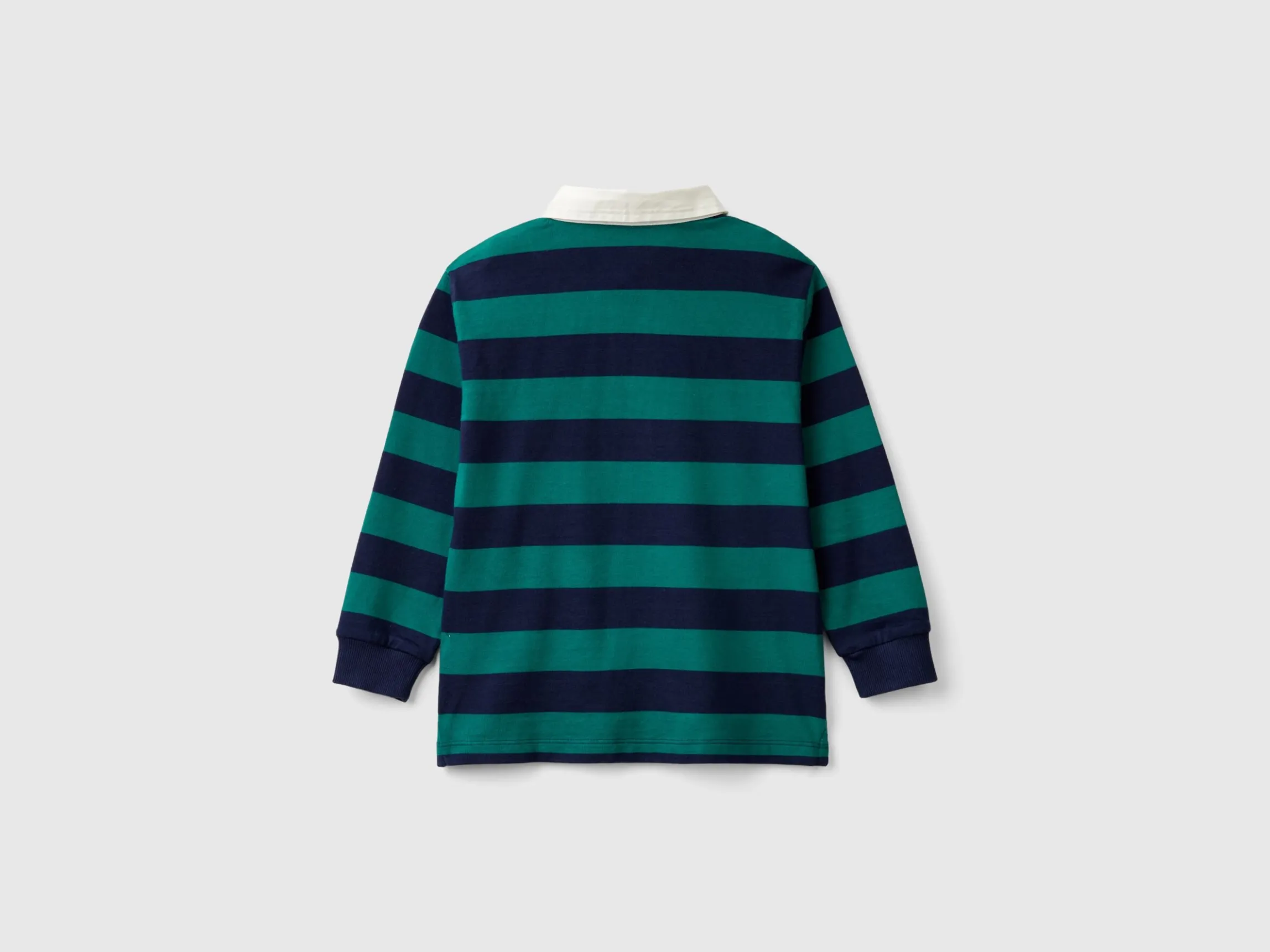 Striped rugby polo in pure cotton