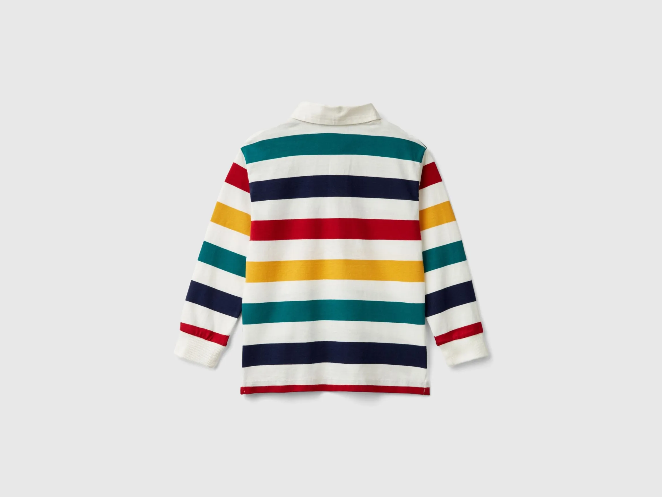 Striped rugby polo in pure cotton