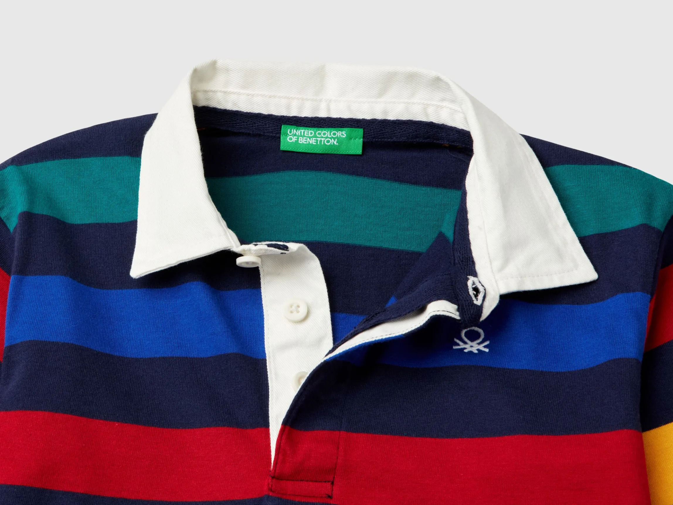 Striped rugby polo in pure cotton