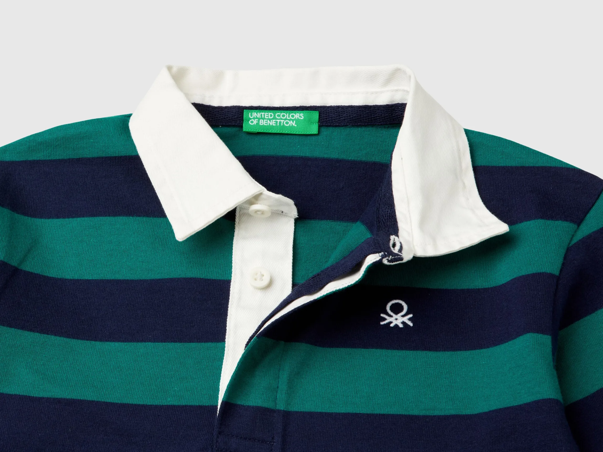 Striped rugby polo in pure cotton