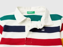 Striped rugby polo in pure cotton