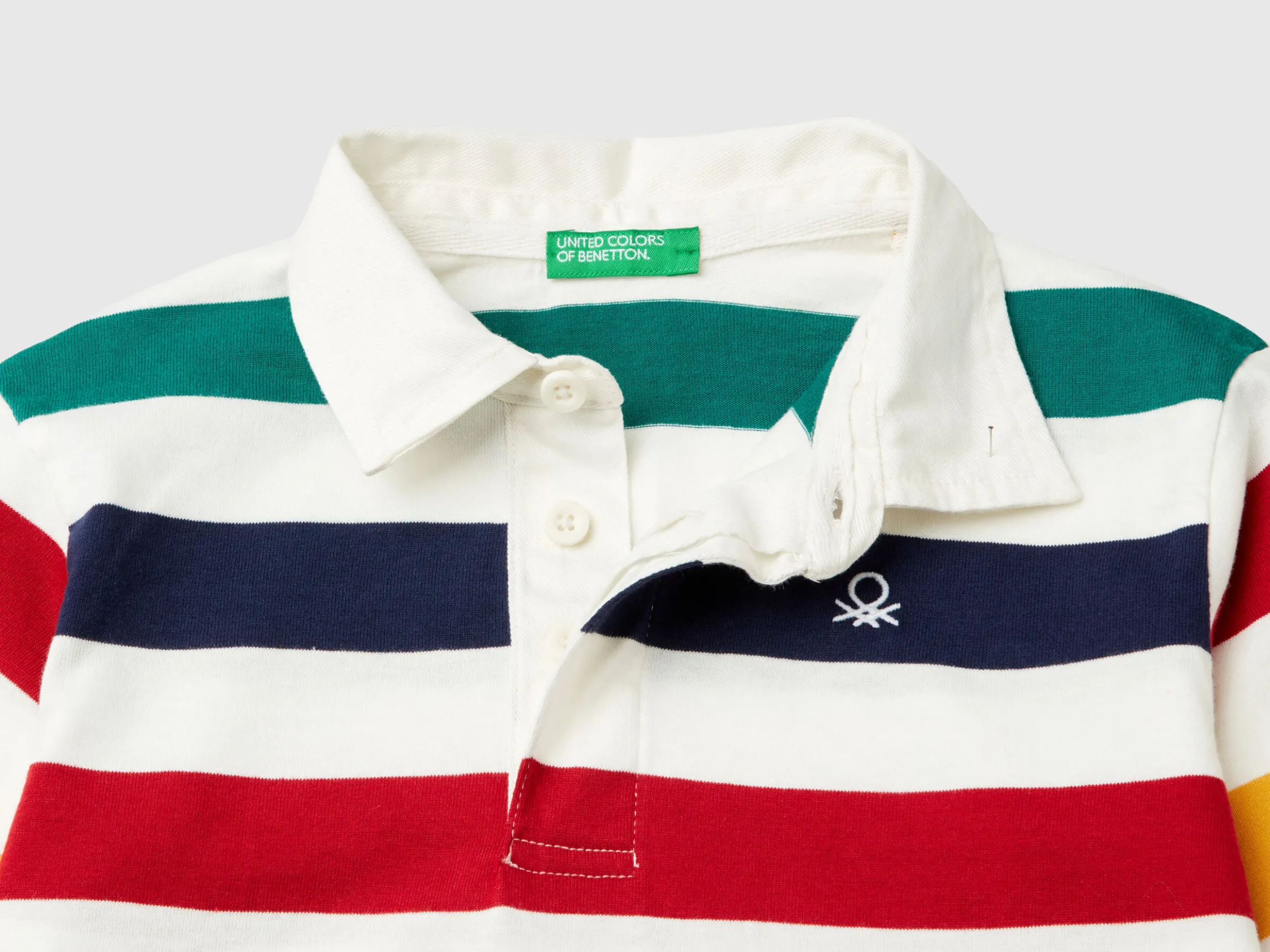 Striped rugby polo in pure cotton