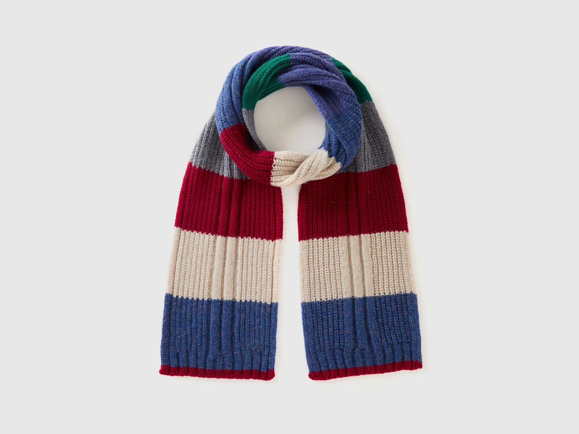 Striped scarf in pure Shetland wool