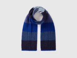Striped scarf in pure Shetland wool