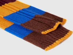 Striped scarf in pure Shetland wool