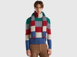 Striped scarf in pure Shetland wool