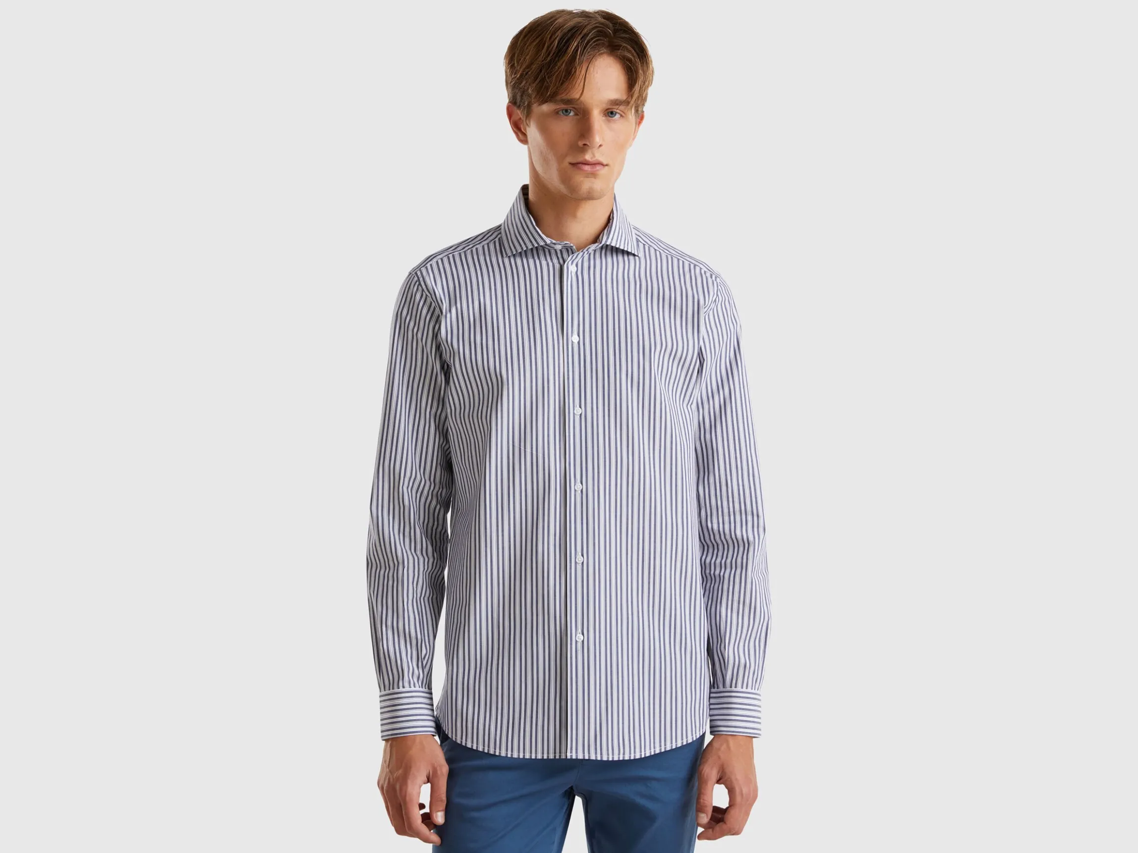 Striped shirt in stretch cotton