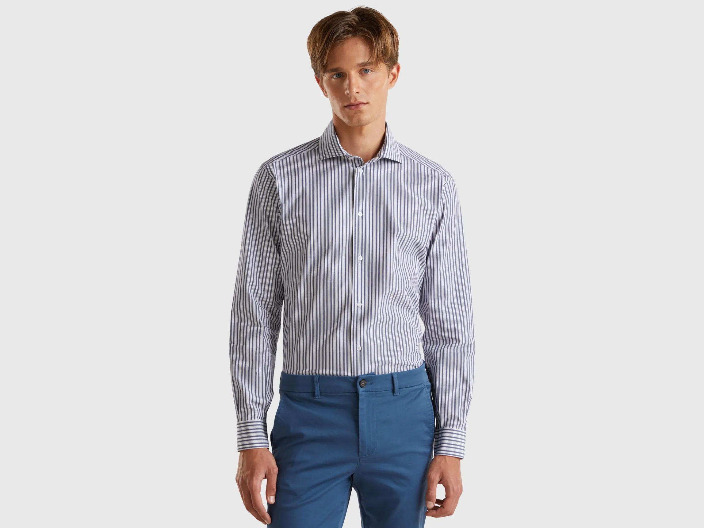 Striped shirt in stretch cotton