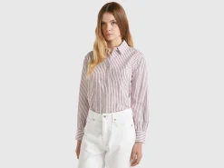Striped shirt made from linen blend