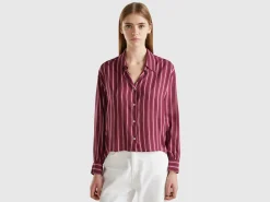 Striped shirt with V-neck