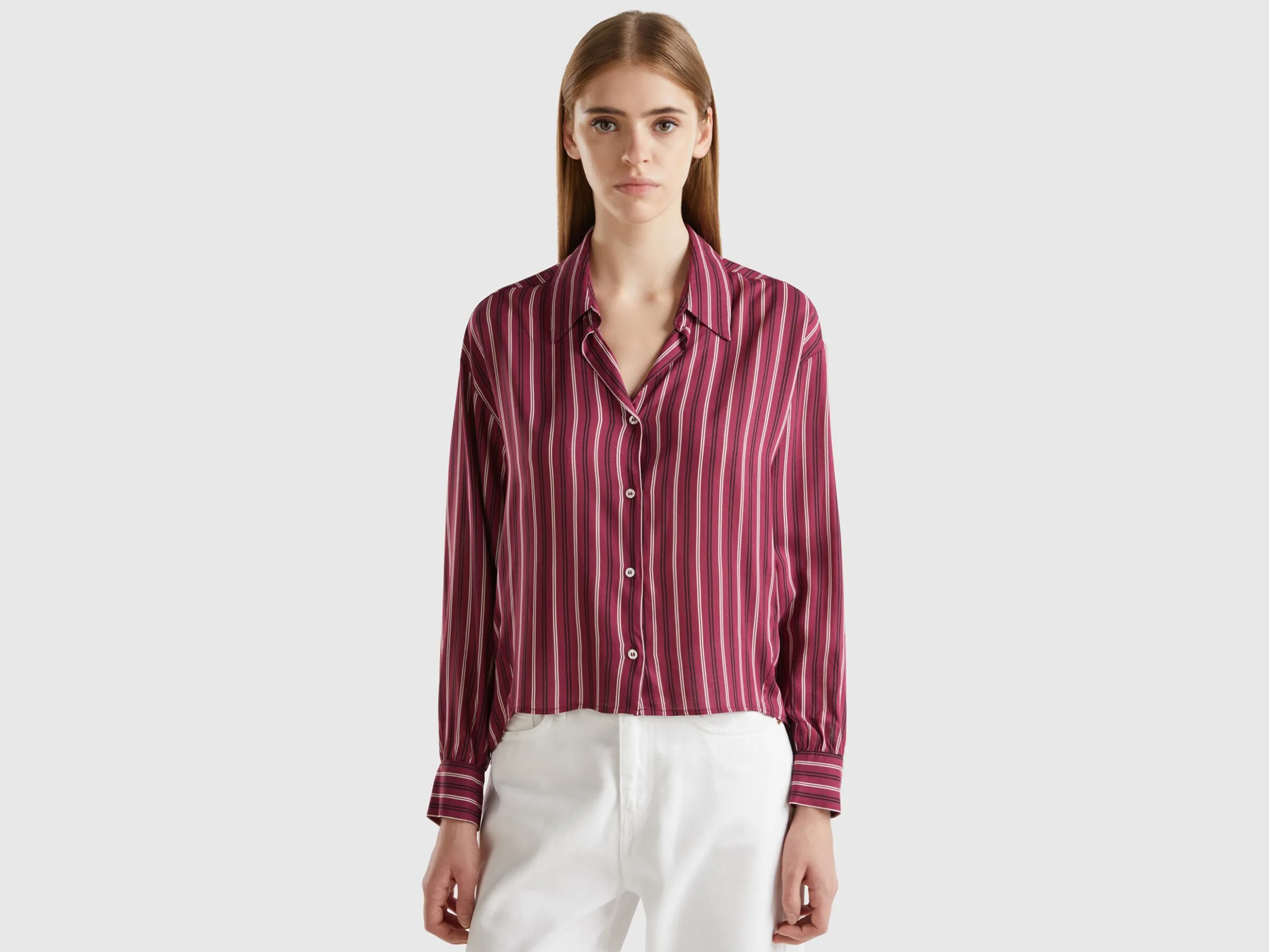 Striped shirt with V-neck