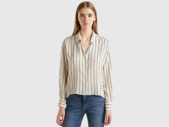 Striped shirt with V-neck