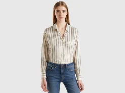 Striped shirt with V-neck
