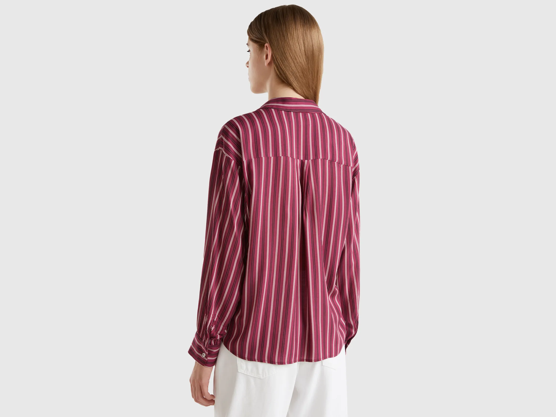 Striped shirt with V-neck
